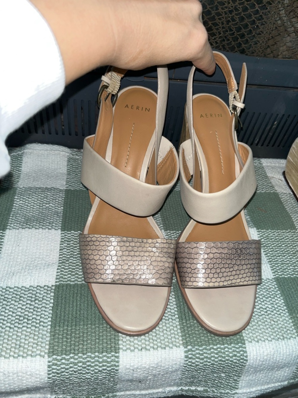 Aerin Leather Slingback Block Heels